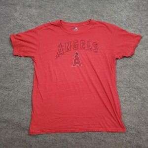 Los Angeles Angles Shirt Men XL Red Short Sleeve MLB Baseball Crew‎ Neck Adult